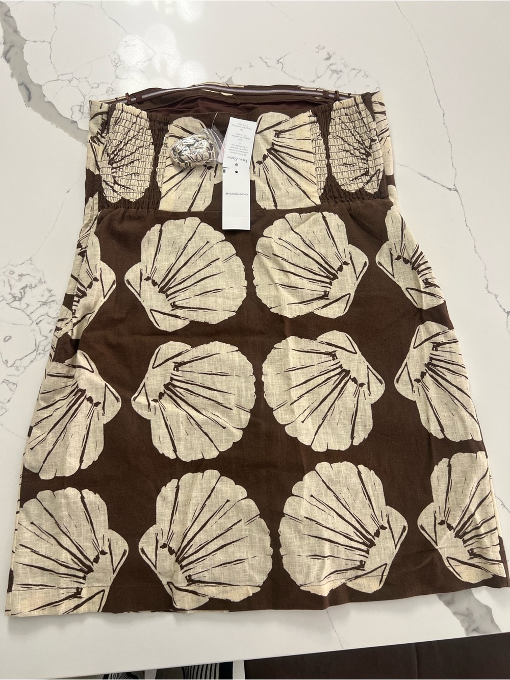 Abercrombie & Fitch Cream Shell-Print Mini Skirt on Brown